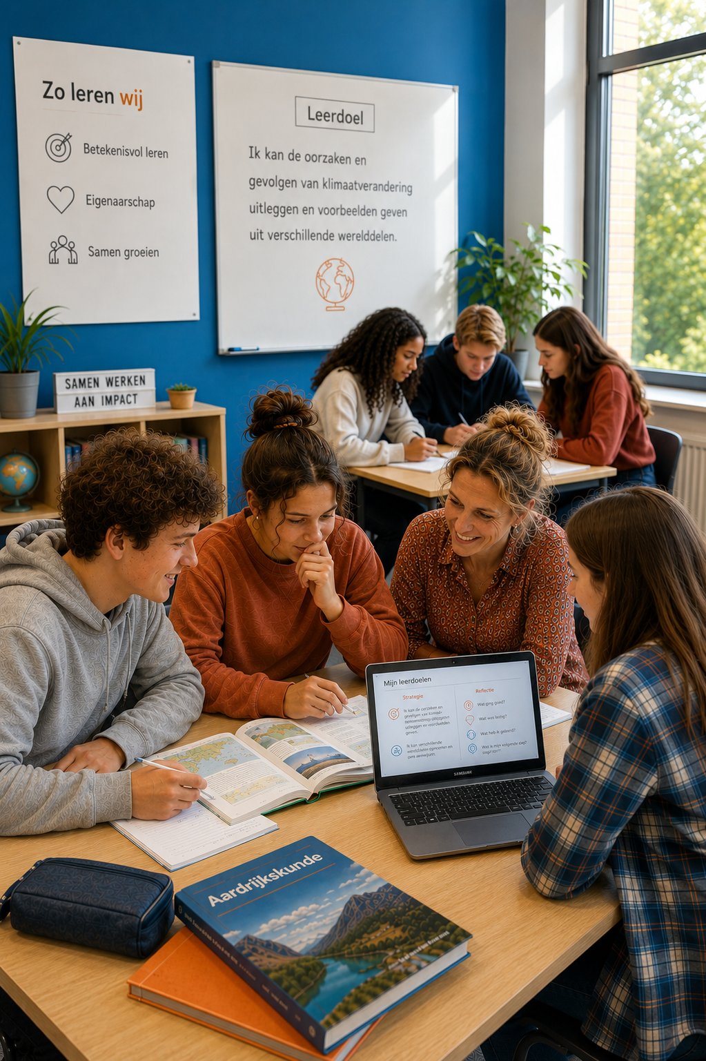 Leerlingen werken samen in de klas